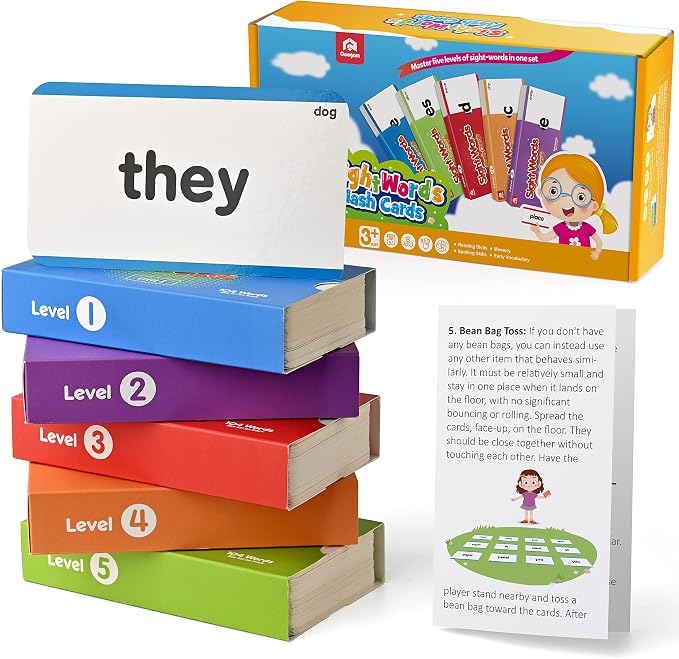 Coogam 520 Sight Words Learning Vocabulary Flash Cards, Dolch Fry High by Coogam