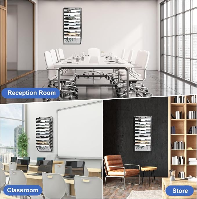EasyPAG Wall File Organizer for Office 10 Pocket Mesh Wall Mounted Paper - Image 5