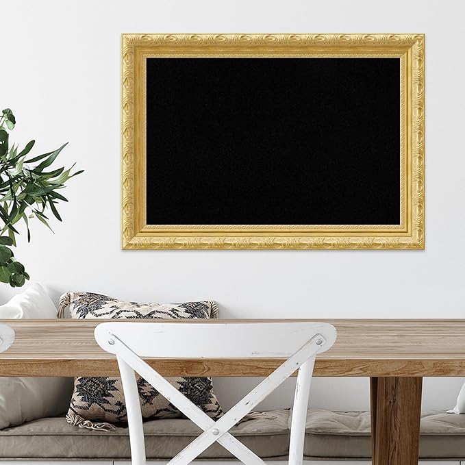 Amanti Art Black Cork Board for Wall, 20x28 Vision Board with Gold Wood Frame, Medium Corkboard Office Decor for Home Organization, Traditional Corkboard Pinboard to Display Items for Home-DeskLoop Office