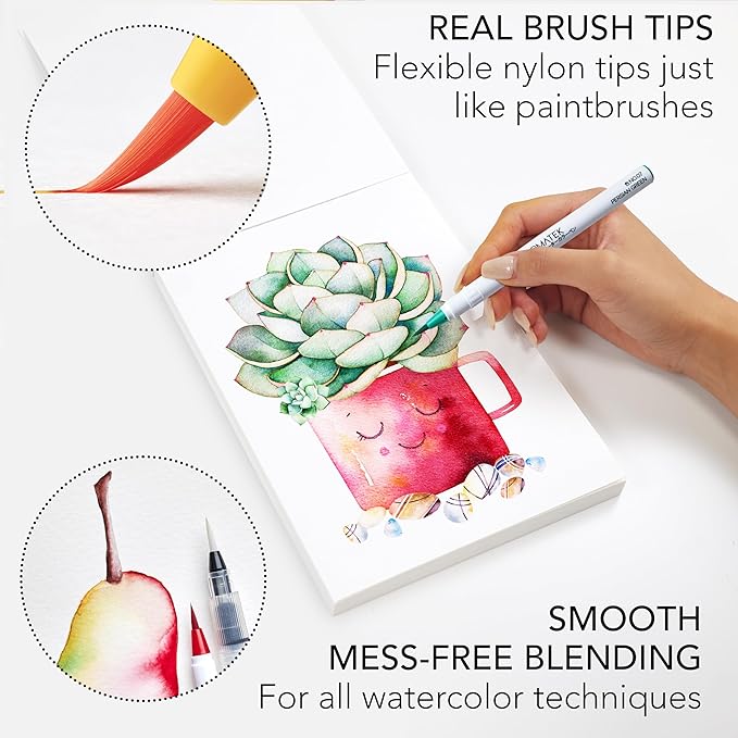CHROMATEK 54 Watercolor Pens Set | Including 15 Page Pad & Online Video Tutorial Series | 4 Aquapens & 50 Unique Colors | Real Brush Pens | Easily Blendable, Vivid, Smooth | Professional Art Supplies-DeskLoop Office