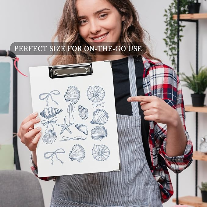 Blue Preppy Beach Seashell Clipboard, Coquette Bow Coastal Beach Clipboard - Image 5