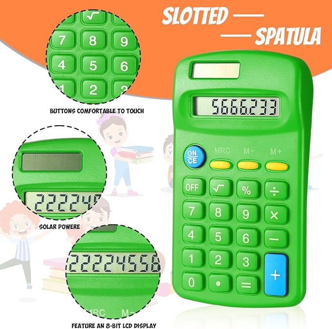 24 Pieces Basic Calculators for Students Small Pocket Size 8 Digit Display Mini Calculators Dual Powered Handheld for School Desktop Home(Green)-DeskLoop Office