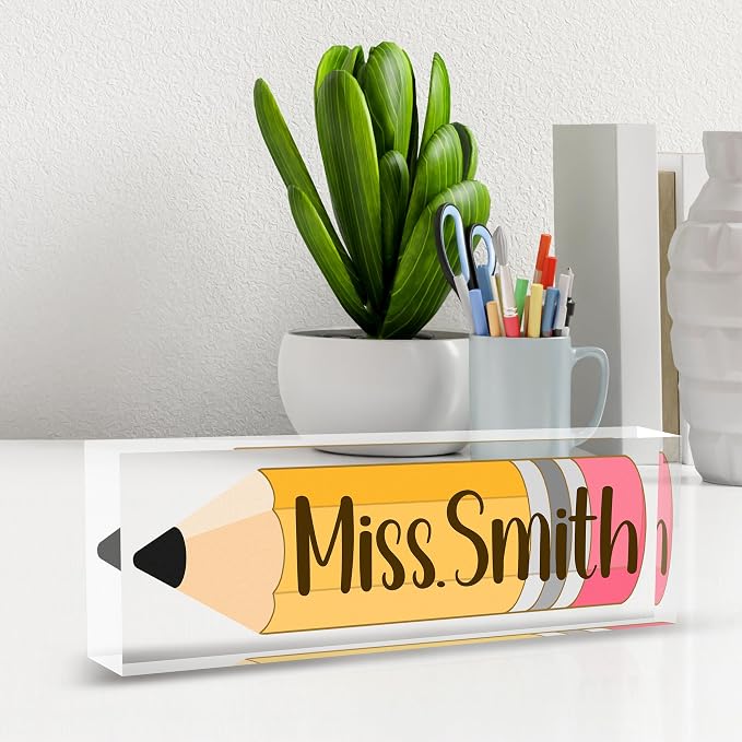 Teacher Name Plate for Desk, Acrylic Desk Name Plate Personalized Office Desk - Image 6