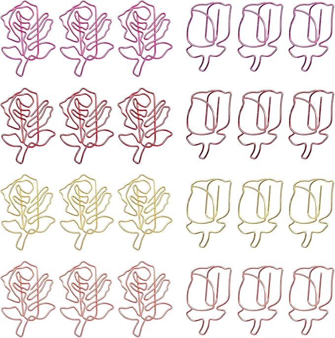 80 Pcs Cute Flower Paper Clips Set, Floral Paper Clips by Unknown