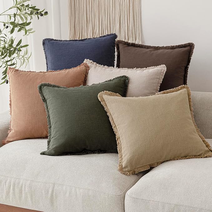 Foindtower Set of 2 Decorative Linen Fringe Lumbar Throw Pillow Covers - Image 7