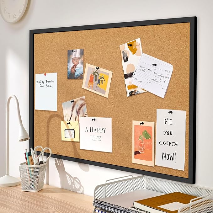 Miratino Large Bulletin Board, 36 "x 24" Cork Boards for Walls with Black Frame, Pin Display Board Vision Board for Home School Office Decor…-DeskLoop Office