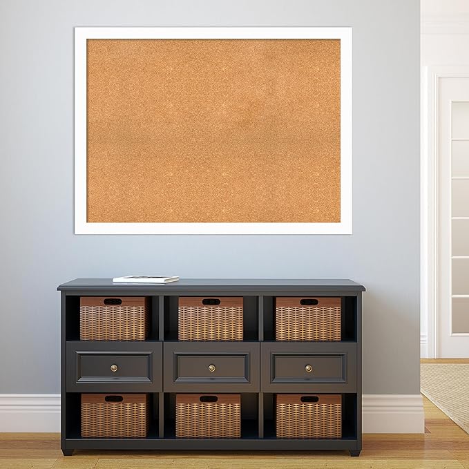 Amanti Art Natural Cork Board for Wall, 35x47 Vision Board with White Frame, Oversize Corkboard Office Decor for Home Organization, Casual Corkboard Pinboard to Display Items for Home Organization in-DeskLoop Office