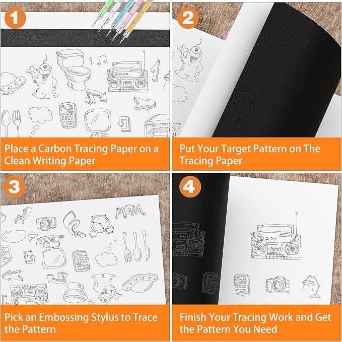 100 Sheets White Tracing Paper 100 Sheets Carbon Transfer Paper and 5 Pieces - Image 3