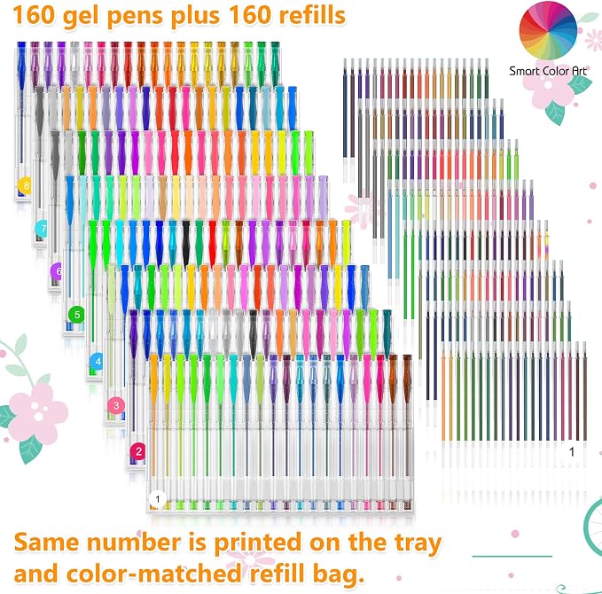 320 Pack Gel Pens Set, Smart Color Art 160 Colors Gel Pen - Image 2
