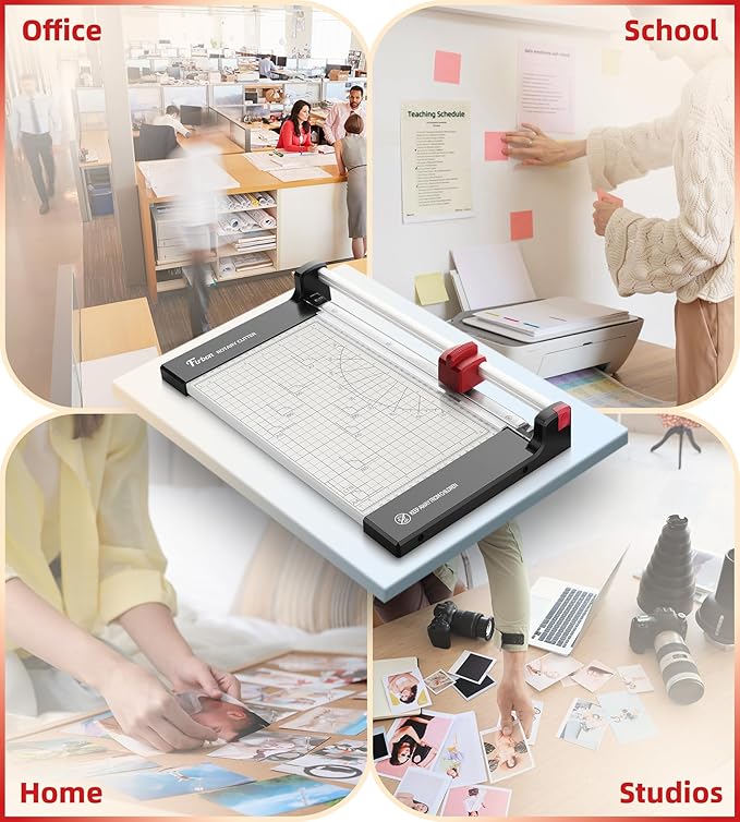 Firbon 12" Rotary Paper Trimmer with Replaceable Blade, Heavy Duty 12-Sheet Capacity Cutter for Cardstock, Photos, Scrapbooking, Office, School & Studio-DeskLoop Office