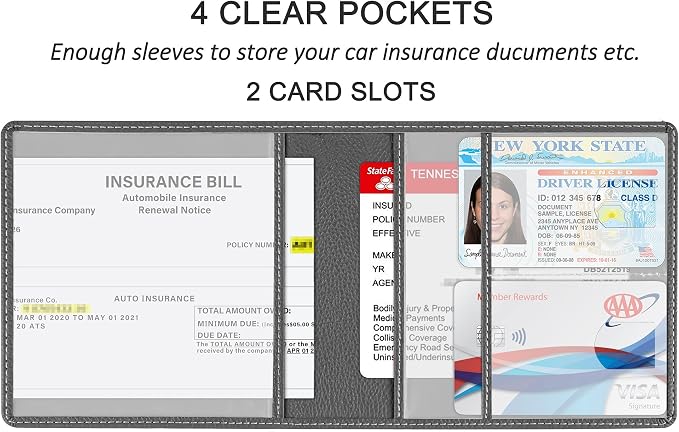 Car Registration and Insurance Holder, Premium PU Leather Vehicle Glove Box Car - Image 2