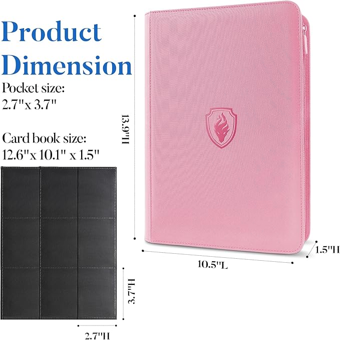 Premium Zip Card Binder, Fabmaker 9 Pocket Trading Card Binder, PU Cover Zipper - Image 6