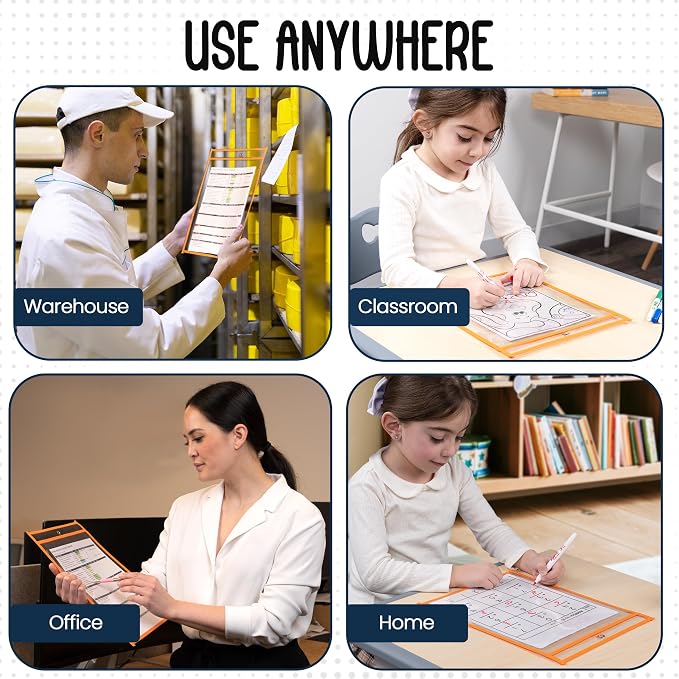 Essex Wares - 6 Pack, Dry Erase Pocket Document Protectors, Water-Resistant & - Image 5