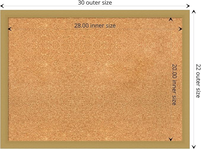 Amanti Art Natural Cork Board for Wall, 22x30 Vision Board with Gold Frame, Medium Corkboard Office Decor for Home Organization, Casual Corkboard Pinboard to display items for home organization-DeskLoop Office