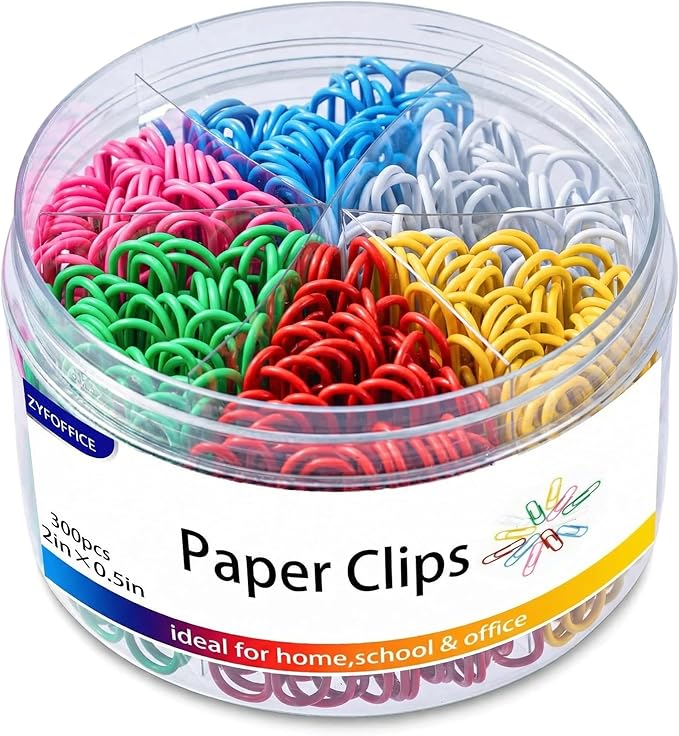 Colored Jumbo Paper Clips, 2 Inch, Rust Proof, Storage Box Included, by ZYFOFFICE