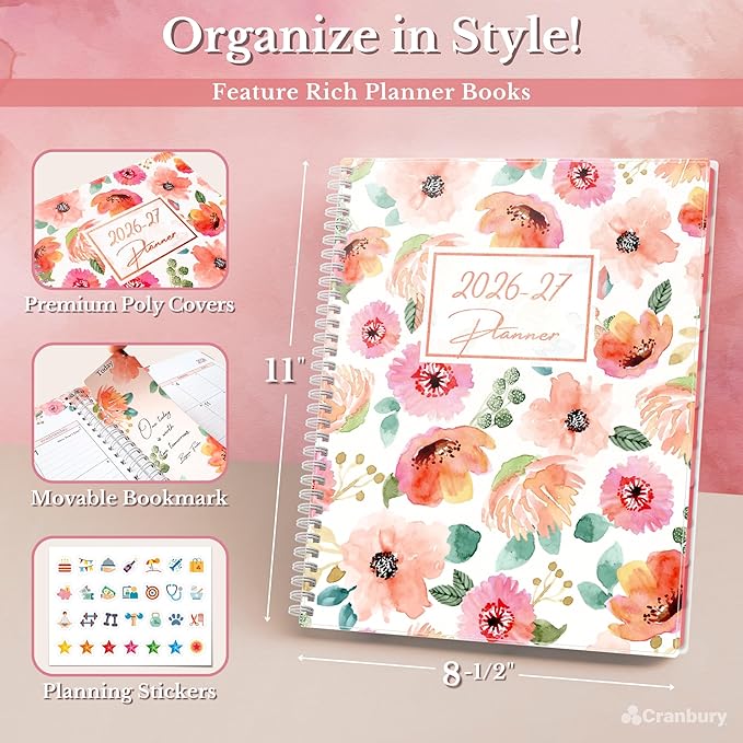 CRANBURY Planner 2026-2027 8.5x11, Academic Year Monthly and Weekly Calendar - Image 3