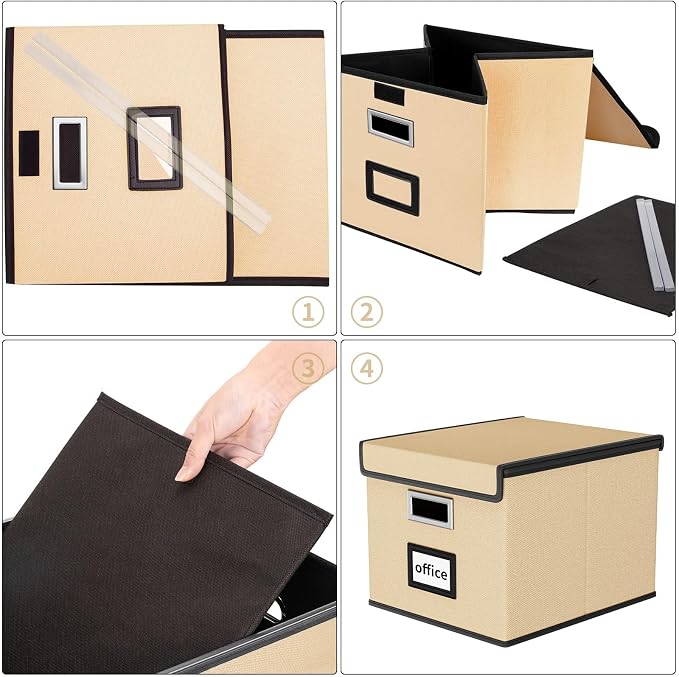 File Organizer Box with Lid, Collapsible File Folder Organizer - Image 7