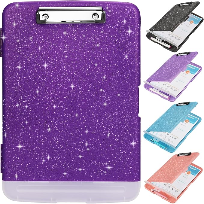 Glitter Clipboard with Storage, Storage Clipboard with Pen Holder, A4 Binder by SFLHHDM