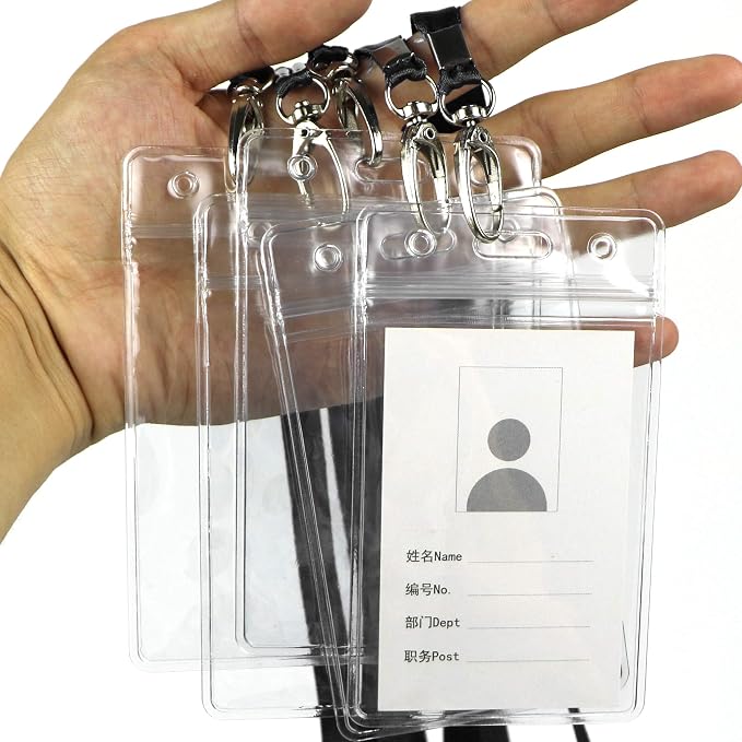 Lanyard with ID Holder 50 Pcs Waterproof Name Tag Vertical Badge ID Card - Image 5