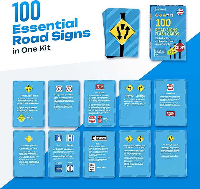 Road Signs Flash Cards with Detailed Explanations and Safe Driving Tips - Image 2
