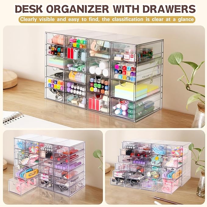 VZKAH Acrylic Organizer with Drawers | 20 Drawers 4 Sets | Desk Organizer and - Image 6