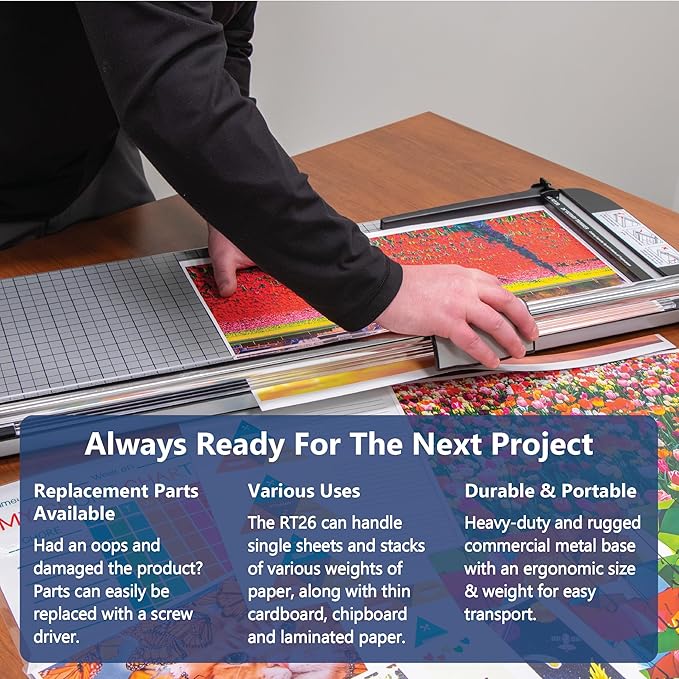 United Office Products RT26 Commercial Rotary Paper Trimmer, Sturdy Metal Base, 26" Cut Length, 15 Sheet Capacity, Paper Cutter for Offices, Schools and Crafts-DeskLoop Office