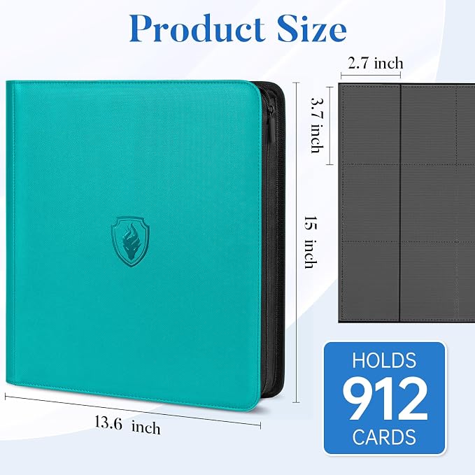 Premium Zip Card Binder 12 Pocket, Fabmaker 912 Pockets Trading Card Binder - Image 3