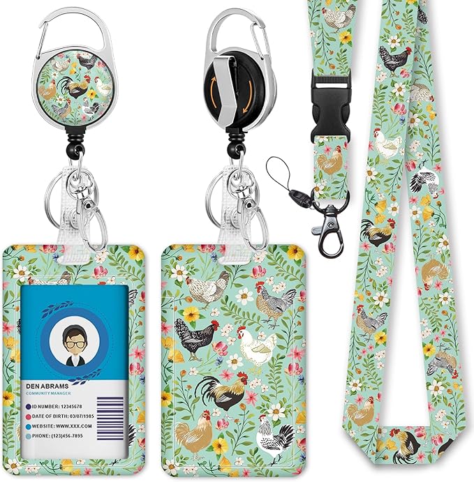 Immaturus Floral Chickens Lanyards by IMMATURUS