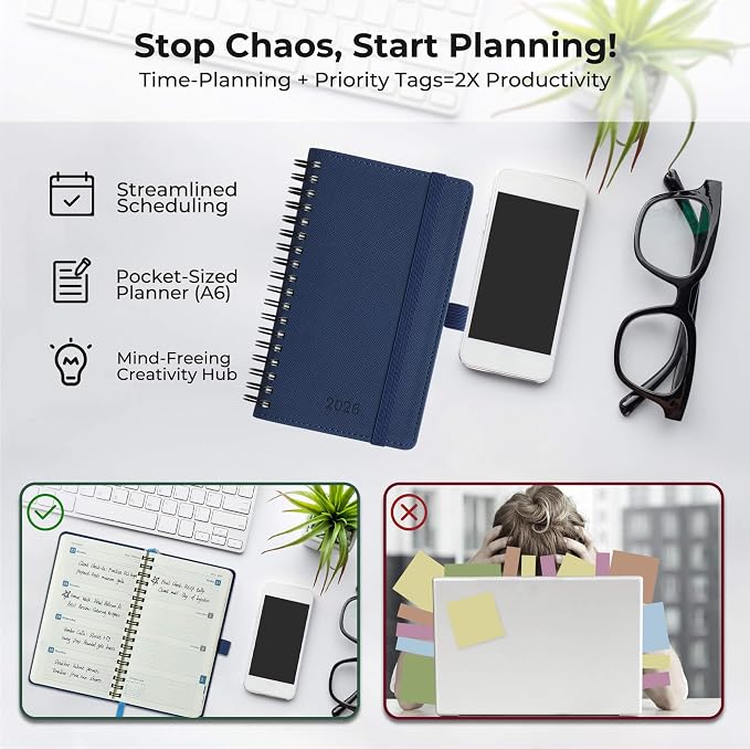 IN-LUXPRO Planner 2026 Daily Weekly and Monthly, 6.5"x3.75", 12 Months Spiral - Image 8