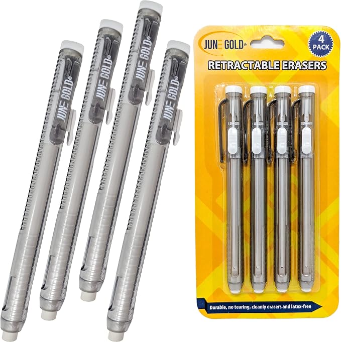 June Gold 4 Pack of Retractable Mechanical Pen Erasers by JuneGold