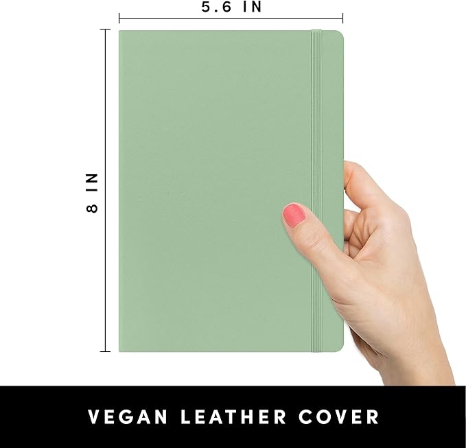 PAPERAGE Dotted Journal Notebook, (Sage Green), 160 Pages, Medium 5.6 in x 8 in - 100 GSM Thick Paper – Hardcover Journaling Notebook for Work, School & Bullet Journaling-DeskLoop Office