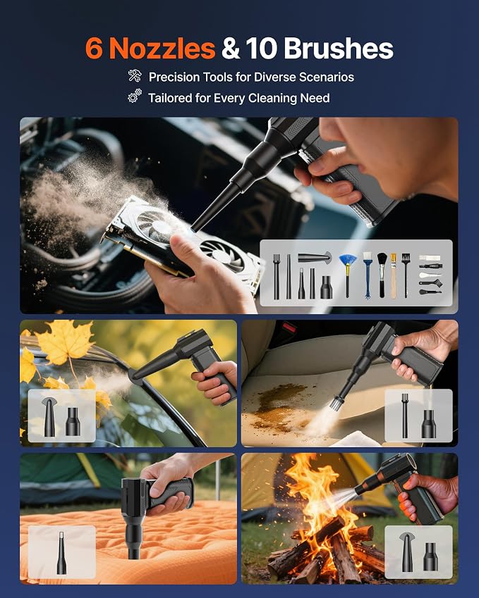 Compressed Air Duster, 000RPM Ultra-Powerful Cordless Electric Air Duster - Image 5