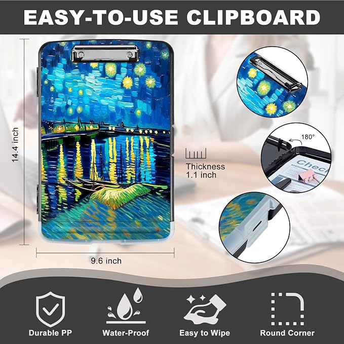 Clipboard with Storage, Heavy Duty Plastic Storage Clipboard with Low Profile - Image 2