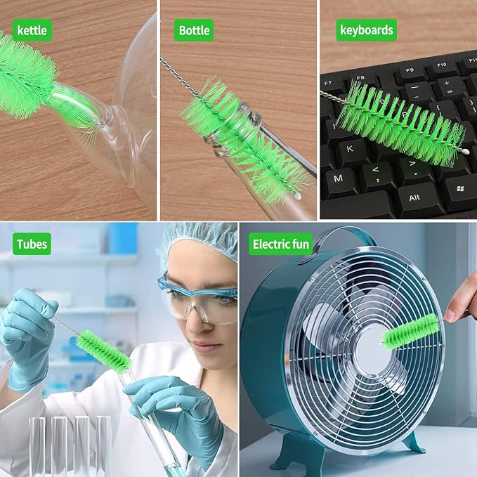 CiaraQ Bottle Cleaning Brushes, 8 Inch Nylon Tube Brush Set | Green Cleaner - Image 7
