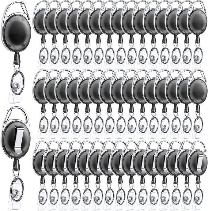 Honoson 50 Pcs Heavy Duty Retractable Badge Reels Batch ID Badge Holder by Honoson