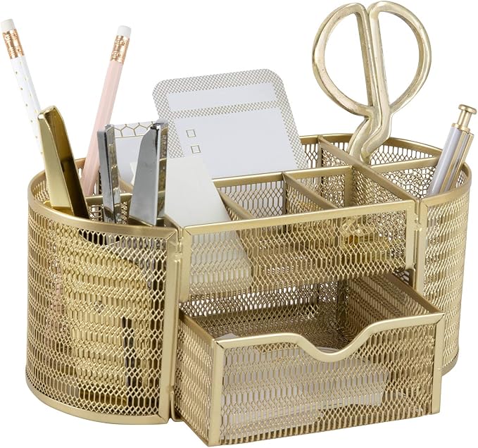 BLU MONACO | Gold Desk Organizer Set by Blu_Monaco
