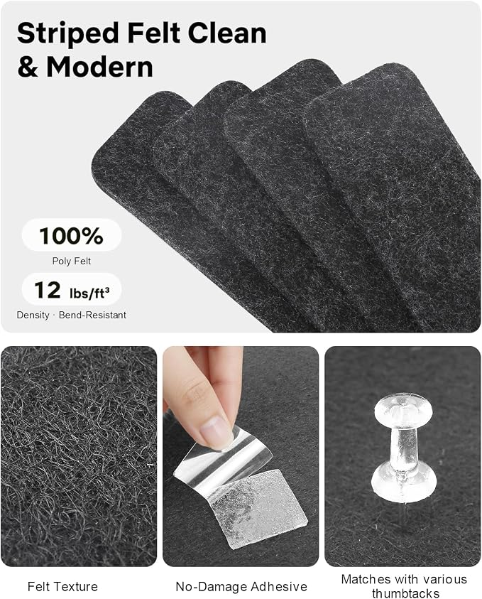 Small Cork Bulletin Board Tiles, Felt Wall Decor and Office Desk Accessories - Image 3