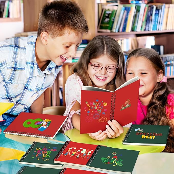 Yahenda 18 Pcs Spiral Notebook Bulk A5 Journal Lined 8.3'' x 5.5'' Writing Composition Paper Small Notepad Subject Notebook for Students Office Business Back to School Supplies (Deep Green,Red)-DeskLoop Office