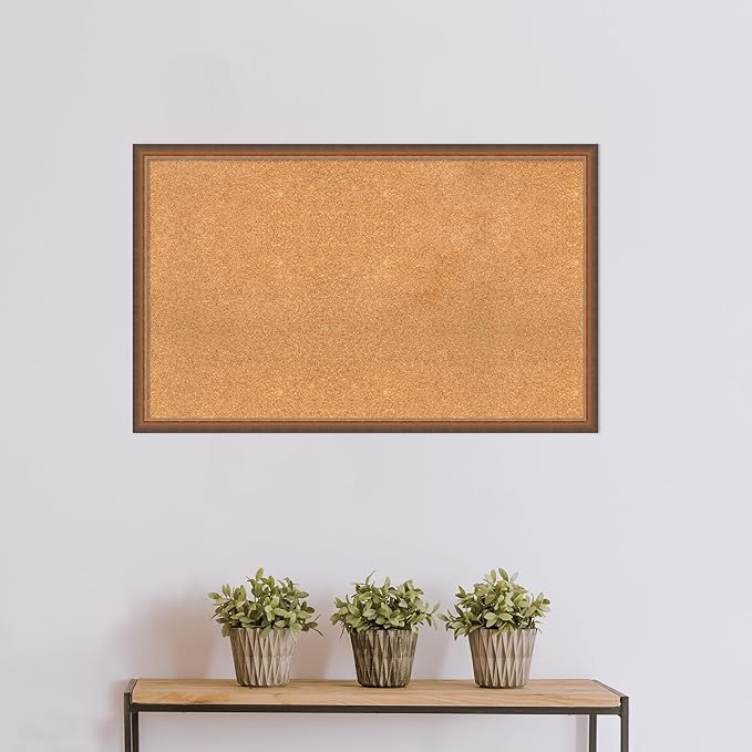 Amanti Art Natural Cork Board for Wall, 26x42 Vision Board with Bronze Frame, Large Corkboard Office Decor for Home Organization, Modern Corkboard Pinboard to Display Items for Home Organization in-DeskLoop Office
