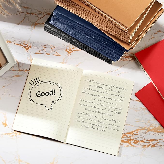 Mimorou 100 Pcs Kraft Notebook Journals 5.5 Inch x 8.3 Inch A5 Softcover Notebooks Bulk for Writing Sketch Office Notepad with 60 Pages 30 Sheets(Black, Brown, Red, Navy,Lined)-DeskLoop Office