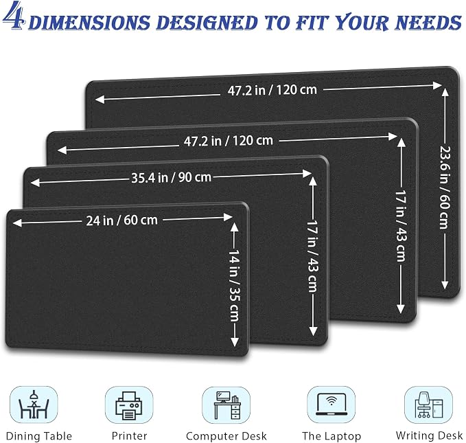 Large Desk Pad, 47.2" x 17" PU Leather Desk Mat - Image 2