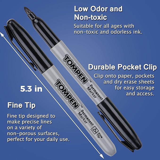 Black Permanent Markers,Fine Tip,160 Pack Bulk,Waterproof Permanent Marker Pens with Quick Drying on Wood,Plastic,Paper,Metal,Mirror for Office School Classroom Home-DeskLoop Office