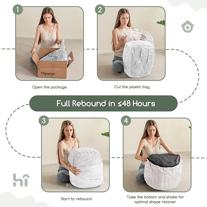 HIGOGOGO Pouf Ottoman Stuffed Round Modern Foam Filled Foot Rest Poufs - Image 5
