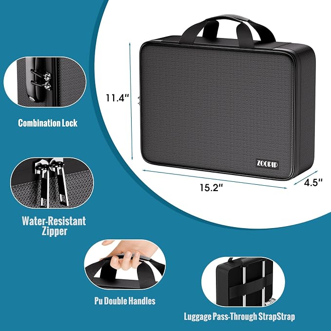 Fireproof Document Bag with Lock, 15.2”×11.4”×4.5” | Soft-Shell Document - Image 4