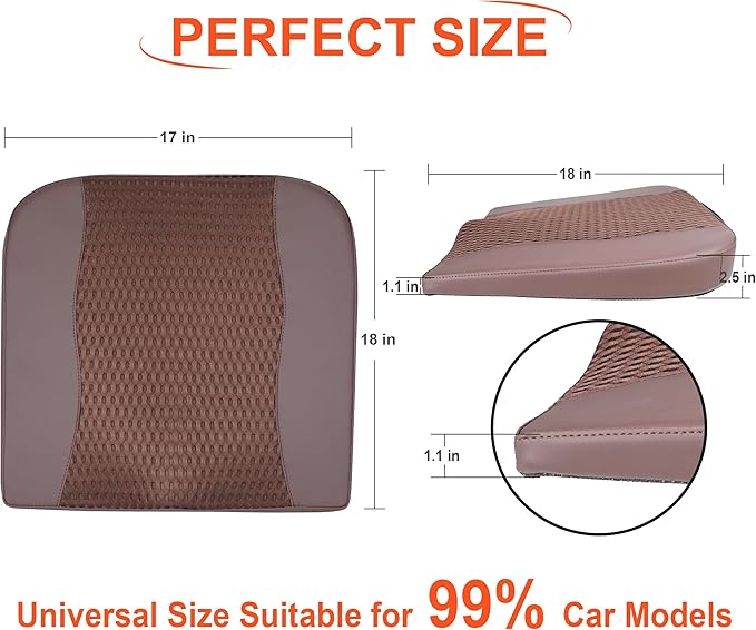 Car Seat Cushion, Comfort Memory Foam Car Cushions for Driving - Sciatica & Lower Back Pain Relief, Driver Seat Pillow for Auto, Office Chair, Wheelchair - 4D Mesh Brown-DeskLoop Office