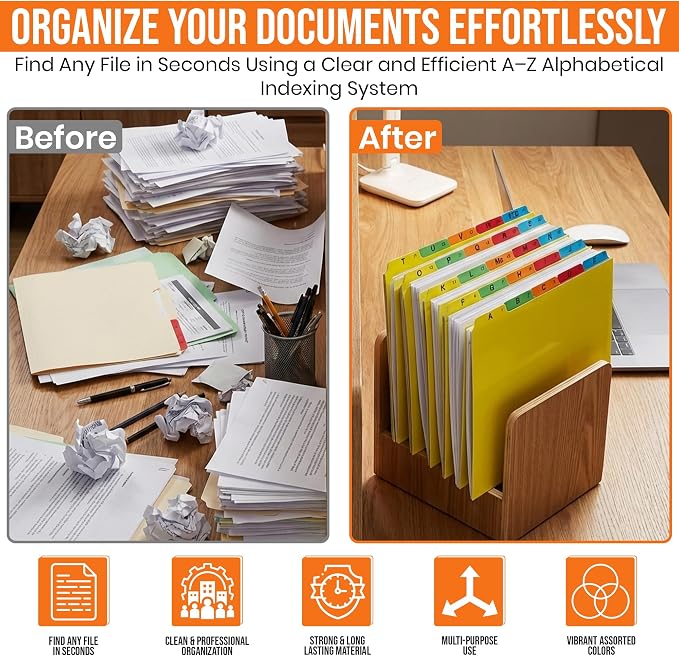 Iconikal A-Z Alphabetical Hanging File Folder Guide Dividers, Heavyweight 5 - Image 2