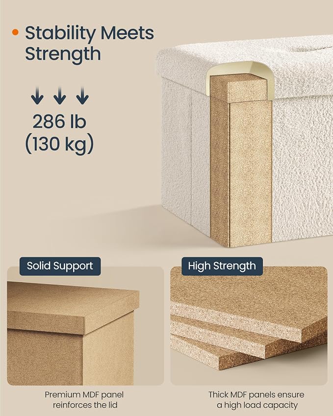 SONGMICS Small Folding Storage Ottoman, Foot Rest Stool, 12.2 x 16.1 x 12.2 - Image 6