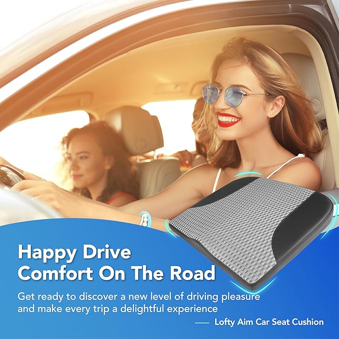 Car Seat Cushion, Comfortable Memory Foam Seat Pillow for Driving, Sciatica-Back Pain Relief, Cushion for Car-Truck, Office, Wheelchair - Black&Gray-DeskLoop Office