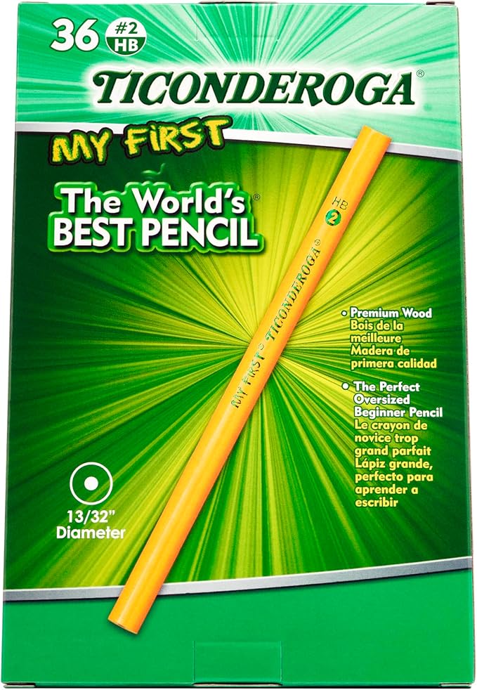 Ticonderoga My First Wood-Cased Pencils, #2 HB Soft, Without Eraser by Ticonderoga