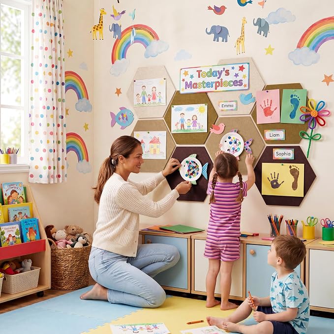 8 Pack Hexagon Felt Bulletin Board Tiles - Image 4